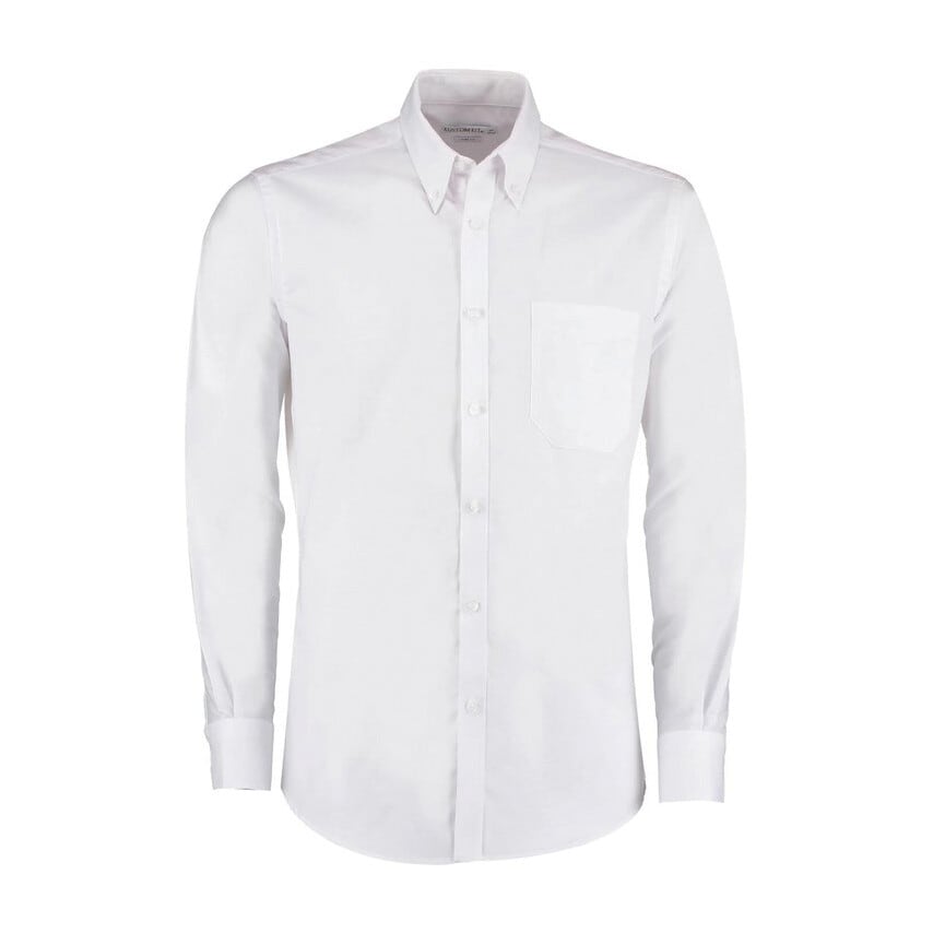 Kustom Kit KK184 Slim Fit Long Sleeve Shirt White 16.5in
