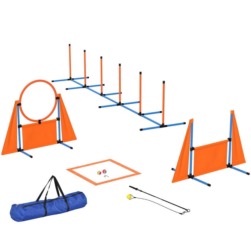 7-Piece Dog Agility Equipment Obstacle Training Course Kit Orange - D07-054V00OG