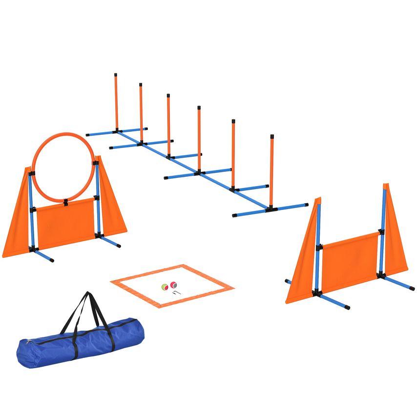 6 Pieces Dog Agility Equipment Obstacle Training Course Kit Orange - D07-052V00OG