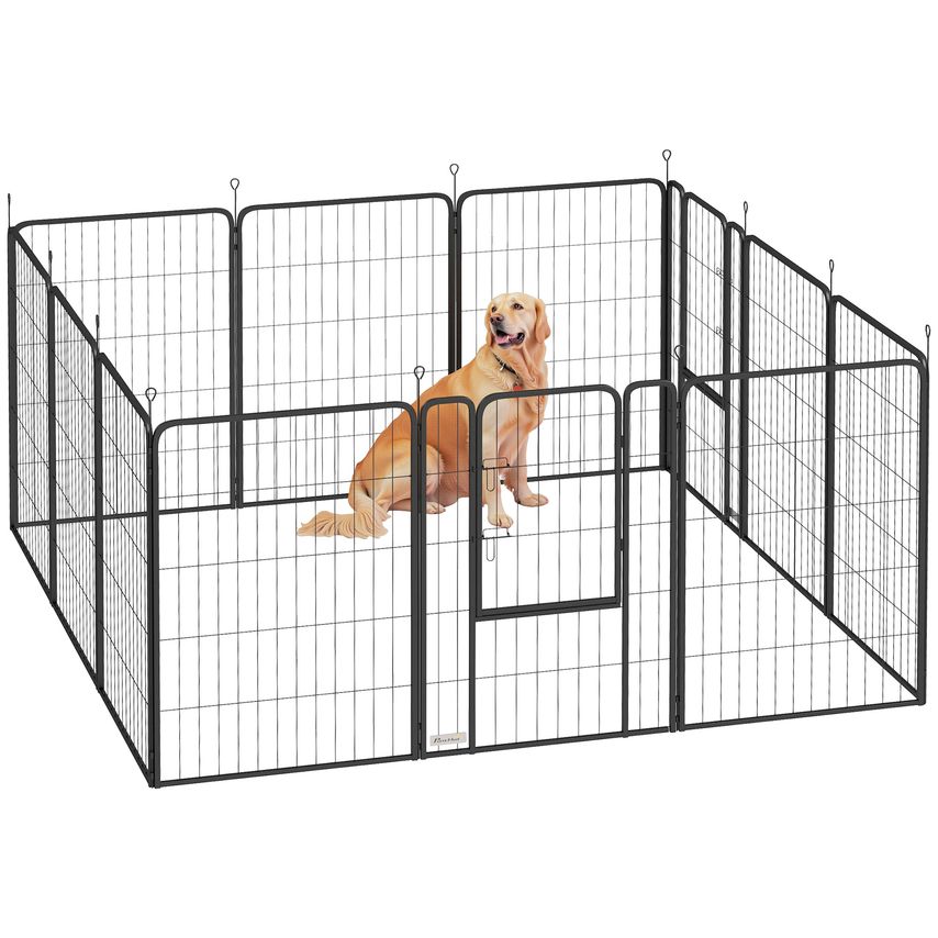 Dog Pen 12 Panels Puppy Pen for Large Dogs 100cm High Black - D06-248V02BK