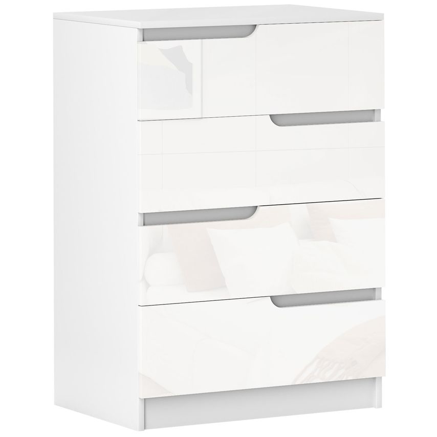 4 Drawer Chest of Drawers for Bedroom 60 x 40 x 85cm White - 831-905V00WT