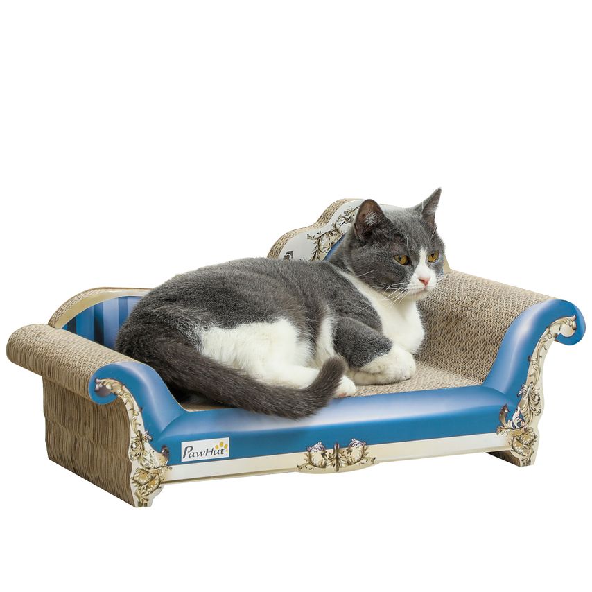 2 in1 Cat Scratcher with Catnip Cardboard Lounge Bed Blue - D30-880V00BU