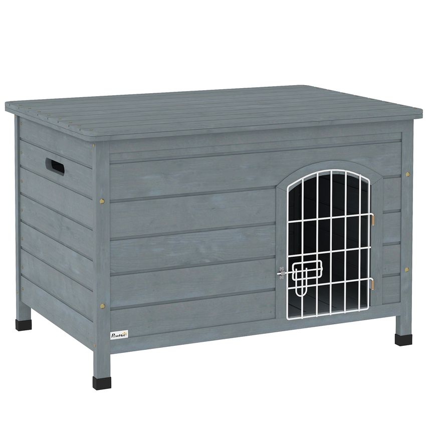 Wooden Dog House Dog Kennel with Removable Bottom Dark Grey - D02-044V01CG