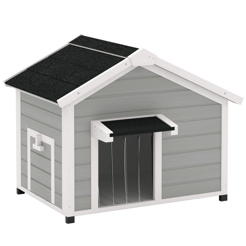 Wooden Dog House with Openable Roof Removable Floor Light Grey - D02-207V00LG