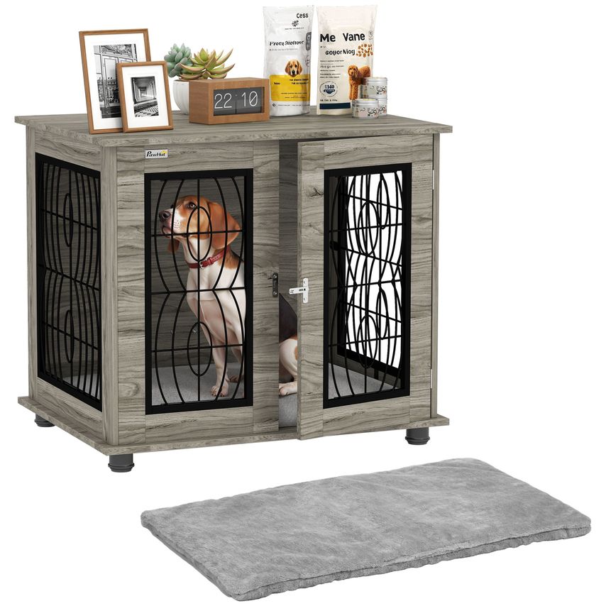 Dog Crate Furniture End Table with Cushion