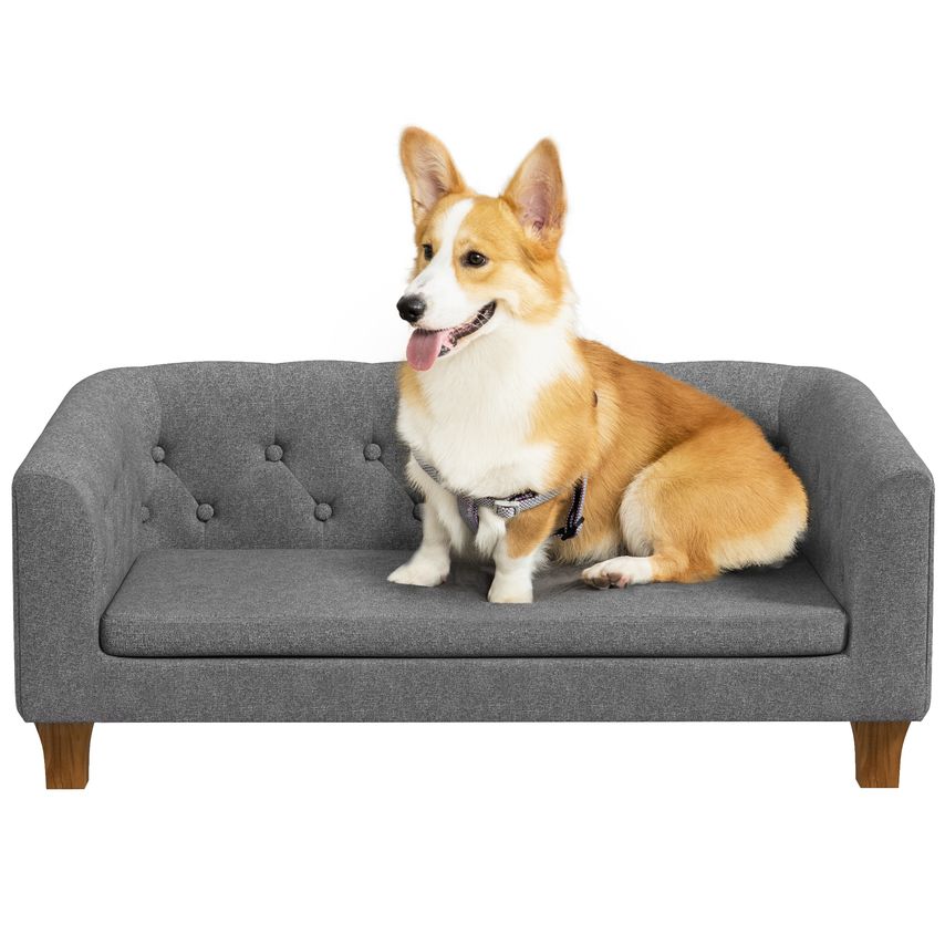 Dog Sofa Bed Elevated Dog Couch for Small Medium Dogs - Grey - D04-267V70GY