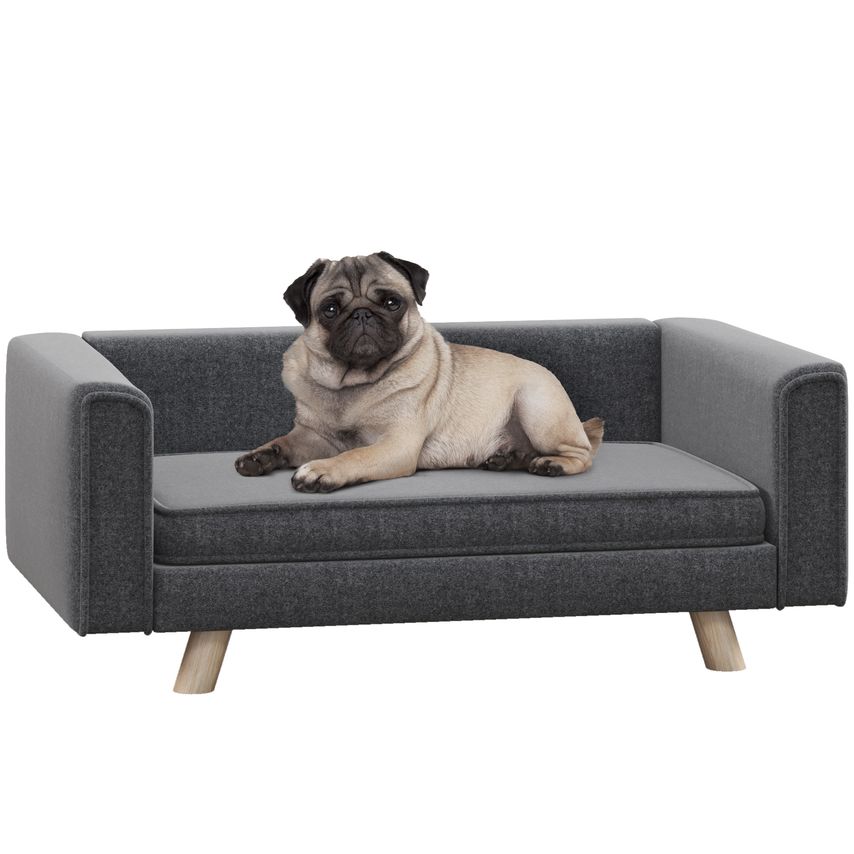 Elevated Dog Sofa Bed with Cushion for Medium and Small Dogs Grey - D04-265V70GY