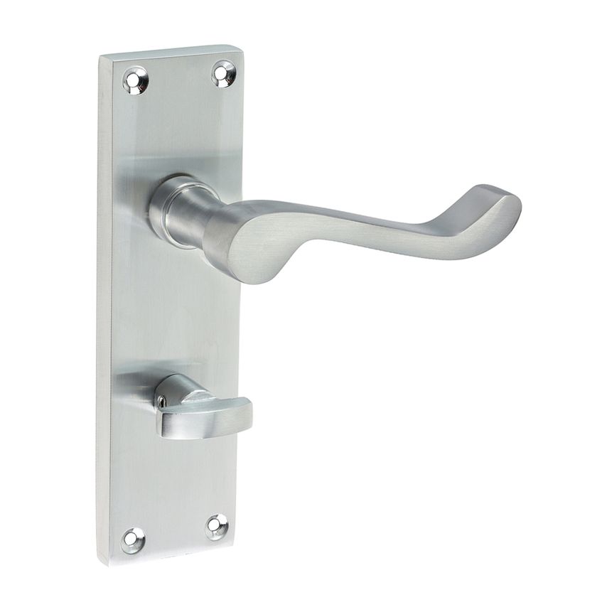 Victorian Scroll Bathroom Handles Satin Chrome - 200355