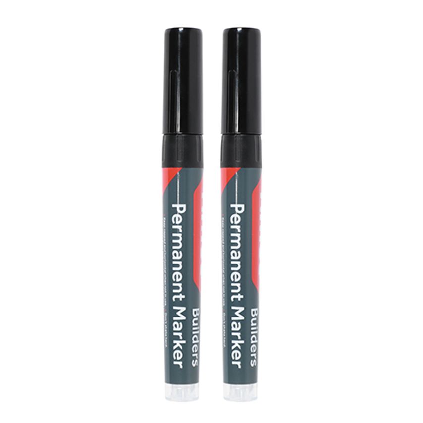 Builders Permanent Markers Chisel & Fine Tip Black - 736333 - Pack of 2