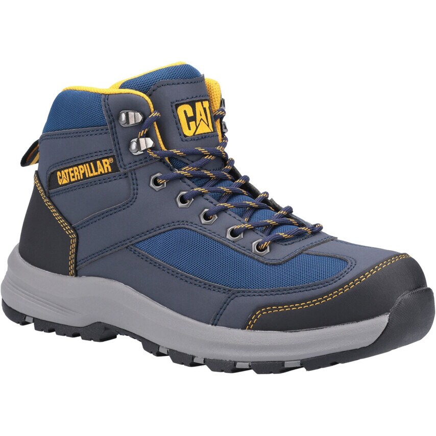 CAT S1P ST, HRO, SRC Elmore Mid Safety Navy Hiker Boots - Size 10
