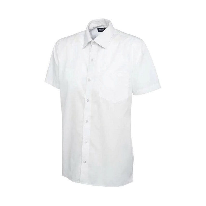 Uneek UC714 Short Sleeves Mens Poplin White Shirts - Size 17.5in