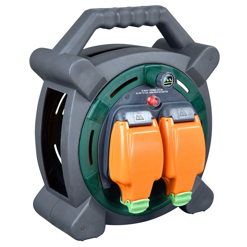 2 Socket 20m Outdoor Weatherproof Cable Reel Extension Lead