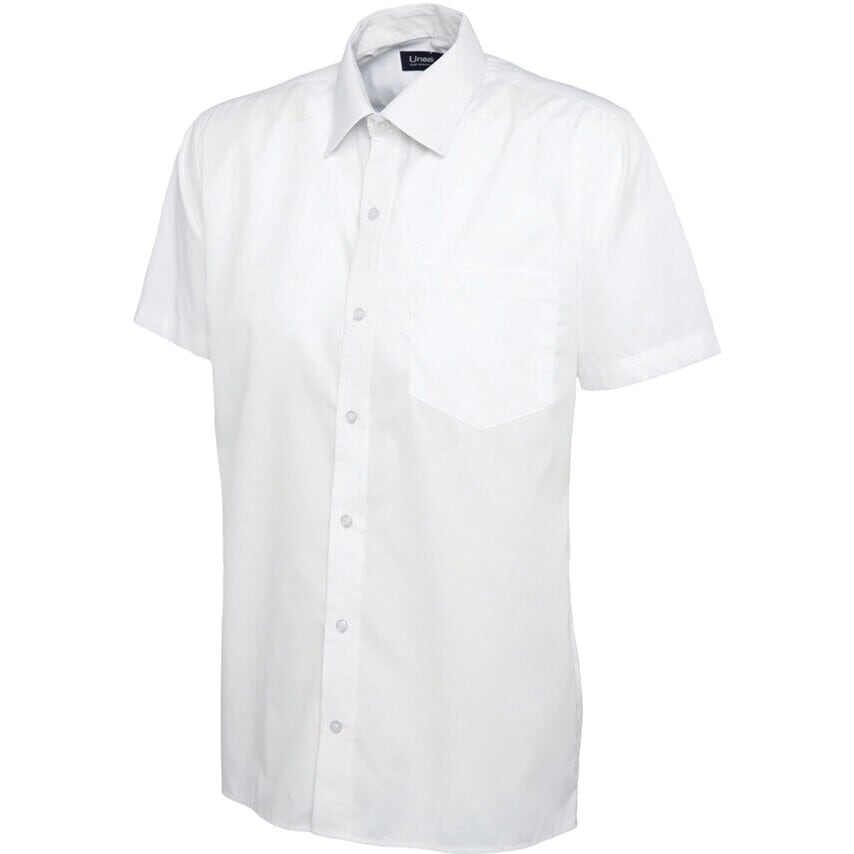 Uneek UC710 Short Sleeve Mens Poplin Shirt - White - 17 1/2in