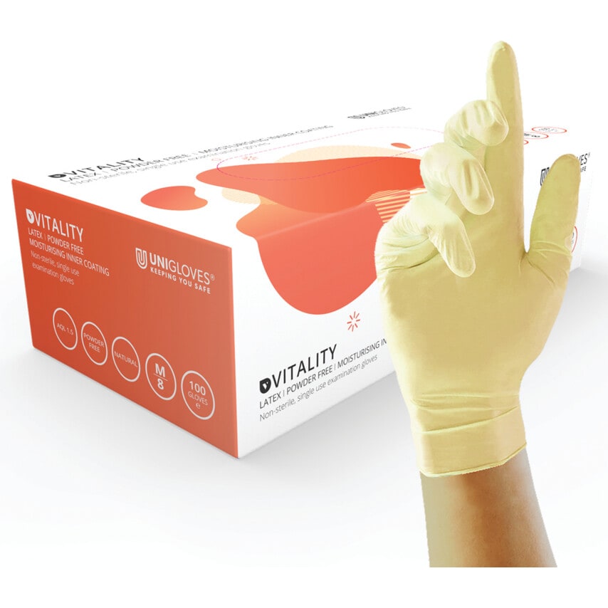 Vitality Latex Moisturising Latex Gloves 10X100 Size Extra Small