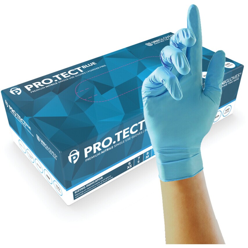 Pro.tect Blue Blue Nitrile Gloves 10X100 Size Extra Small