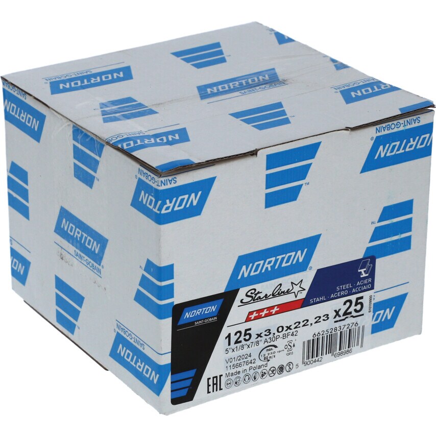 Norton Saint Gobain Steel/inox DPC Cutting Disc 125X3.2X22.23MM (Pack of 25)