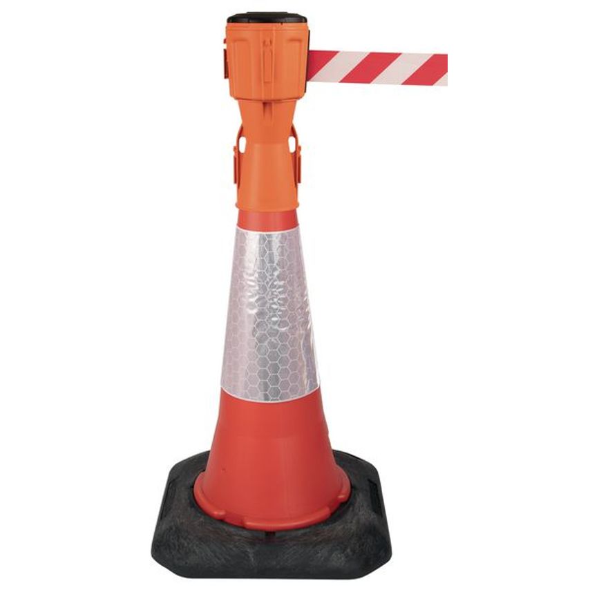EasyExtend Retractable Barrier Head, Cone and Cone Adapter Kit with Red and White Tape