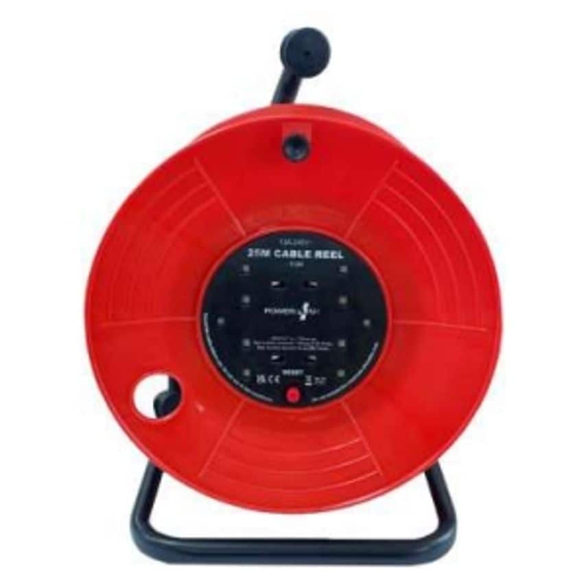 13A 25 Metre Cable Extension Lead Reel With 4 Socket Outlets