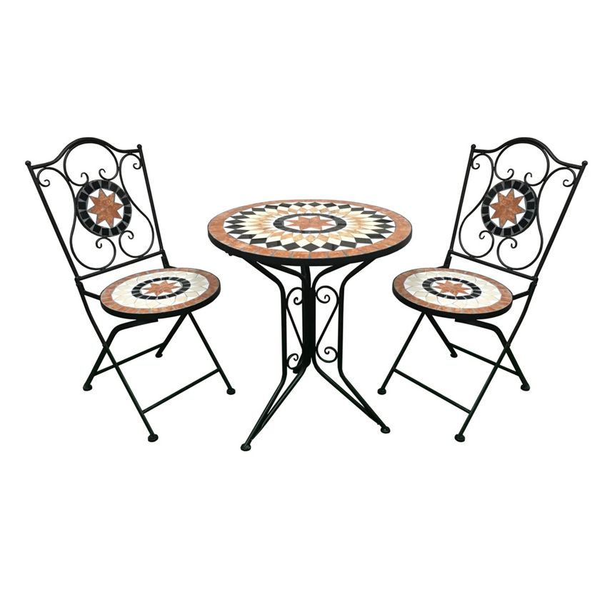 Mosaic Bistro Set Burnt Orange