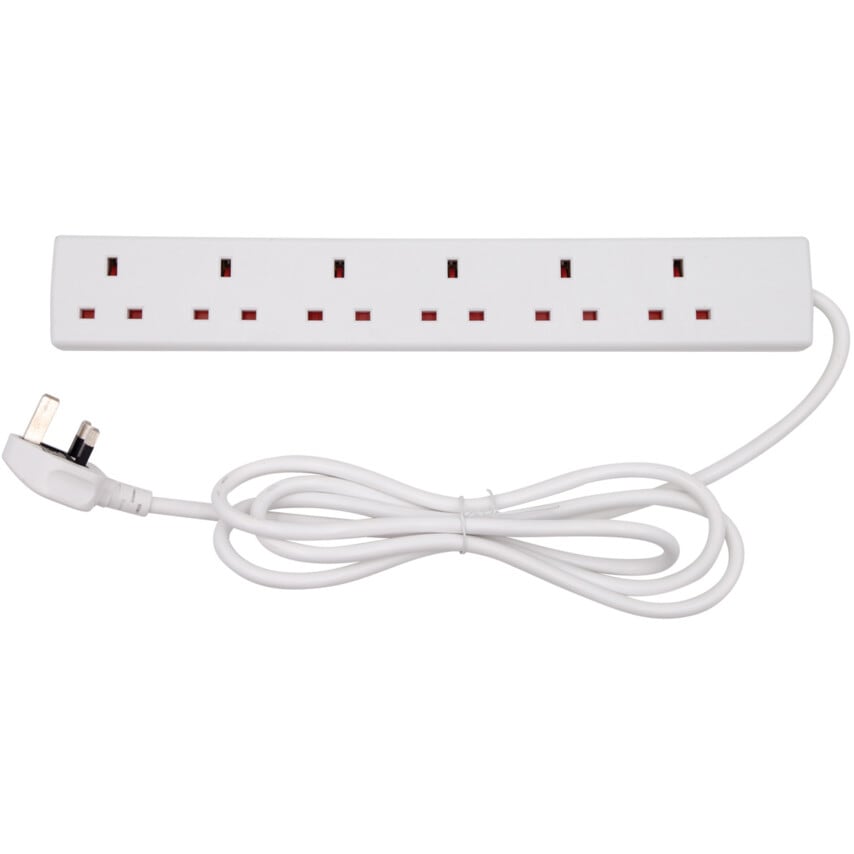 Tower Power 6 Socket 2 Metre 13 Amp Unswitched Extension Lead