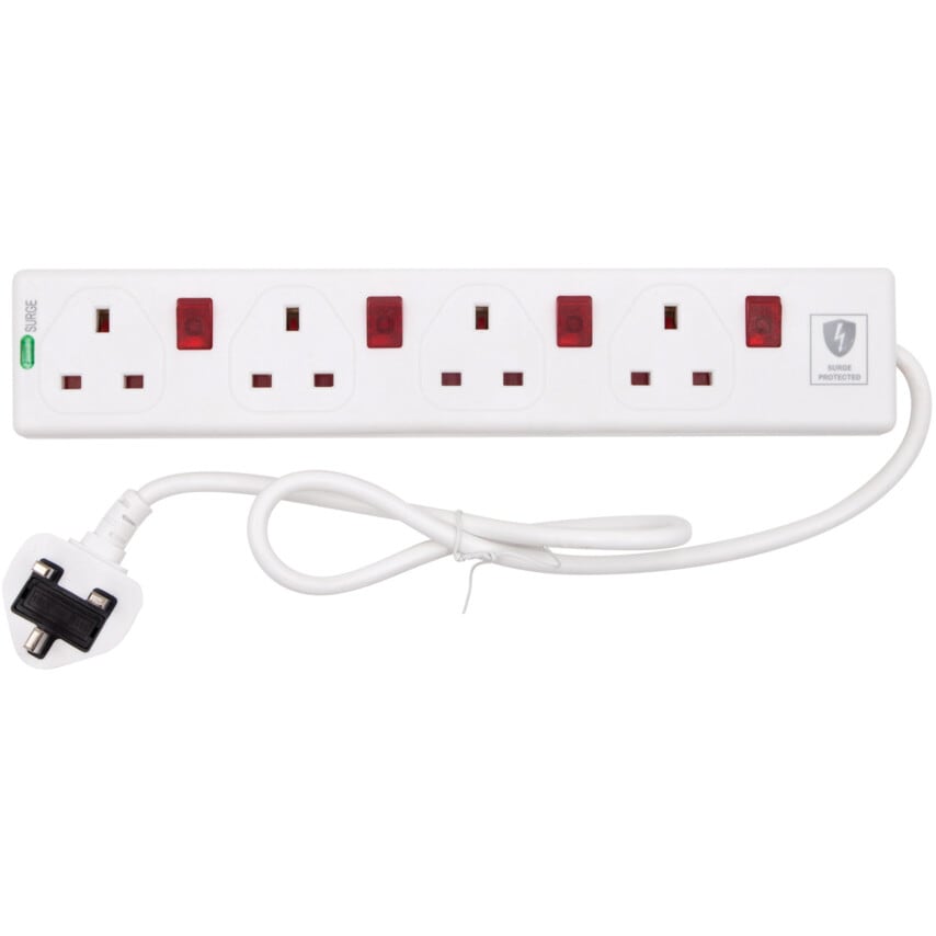 4 SOCKET 0.75 METRE 13 AMP SURGE SWITCHED EXTENSION LEAD