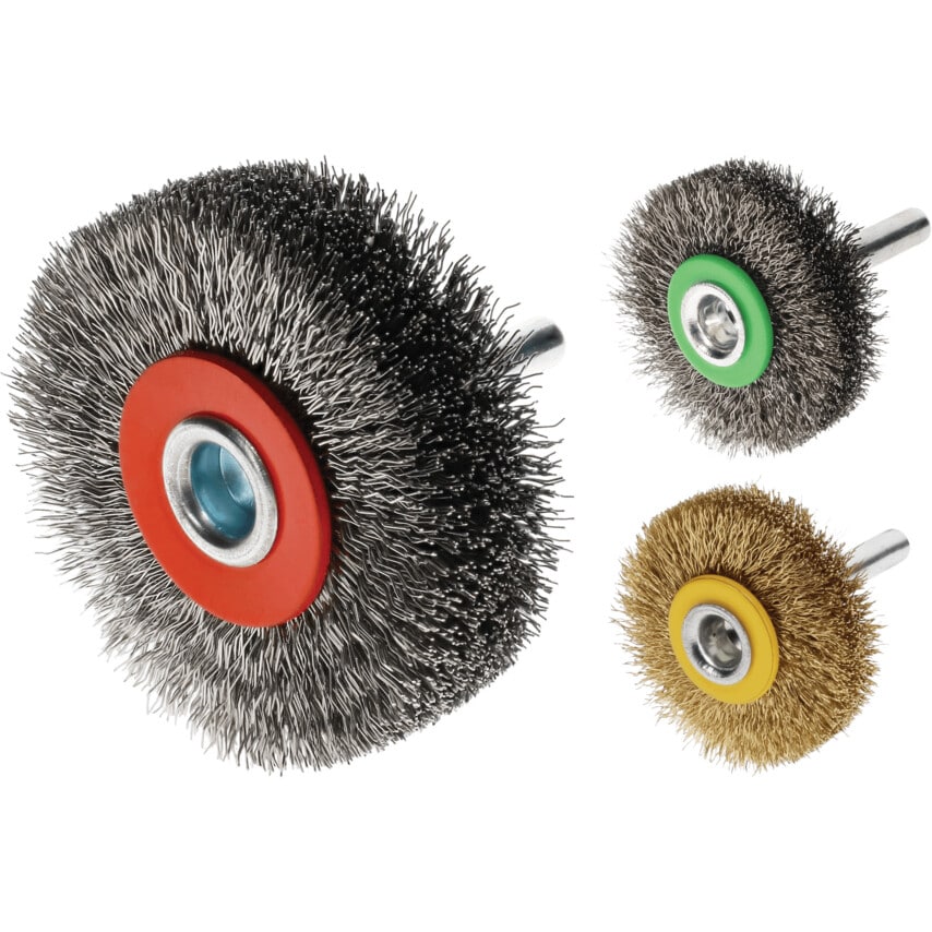 ROTARY BRUSH D50X10 SHANK 6 CRIMPED STAINLESS STEEL WIRE 0,20